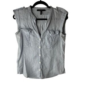 BCBGMaxAzria Light Gray Sleeveless Button-Down Shirt